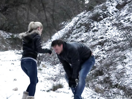 Amazing blond beauty spread on the horny guy