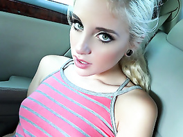 Beauty blonde met handsome guy and got a ride from him