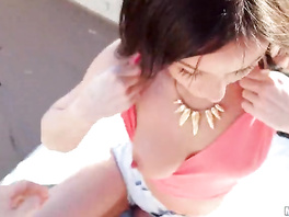 Couple got a couch on the roof and pleasuring hot fuck on fresh air