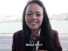 College babe wants the money and agrees to show her young boobies