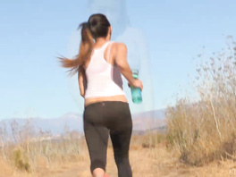 Brunette hotly masturbates after walk at the nature