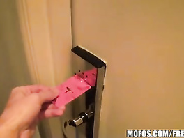 Girl with apple looking butt cheeks doggy style