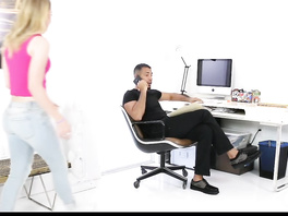 Charming cute blonde has to deepthroat huge tight dick