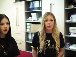 Naughty teen girlfriends are bribing old man with hardcore threesome