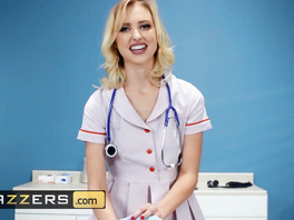 Beautiful blonde nurse Chloe Cherry is stripping off before fucking her patient