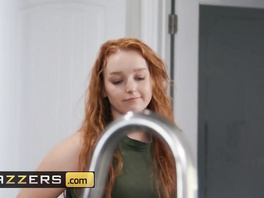 Skinny shaped young brown haired milf is doing tight deepthroat blowjob