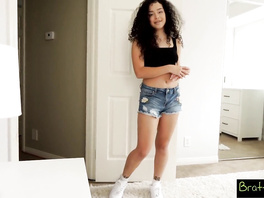 Frizzy haired stepsister riding her bro's huge cock