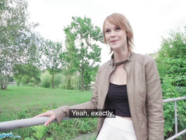 Redheaded gal enjoying passionate sex in public