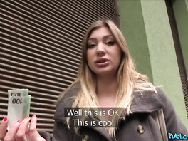 Juicy bimbo getting banged in a public porn scene