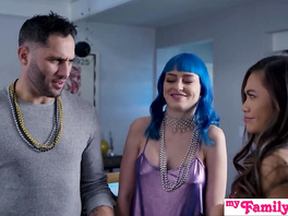 Awesome sexy young Asian girl is having hot ffm threesome fuck with white friends